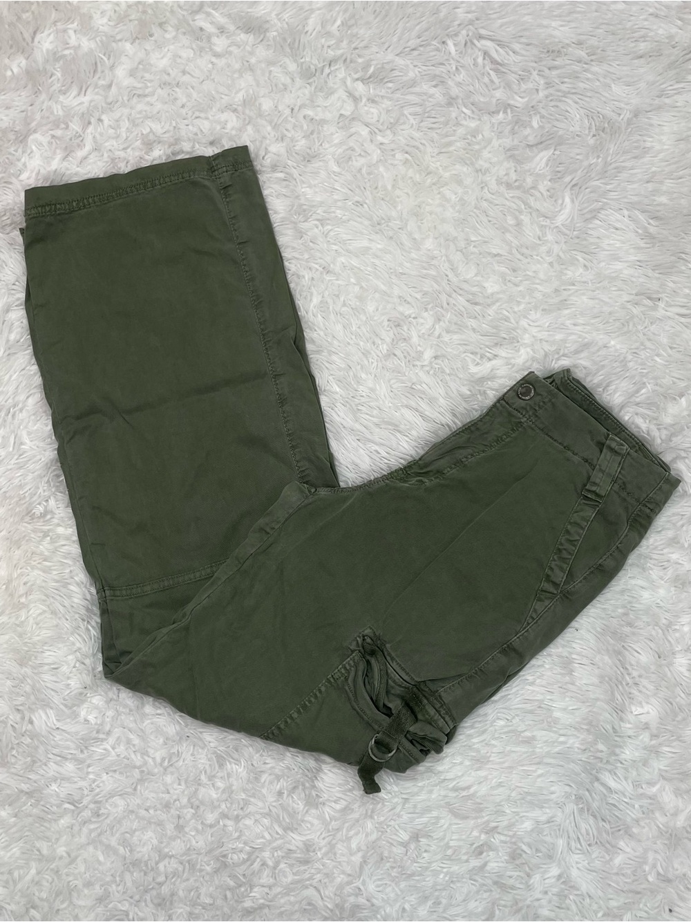 American Eagle Super High Rise Baggy Wide Leg Cargo Jeans Women’s Size 0 Green
